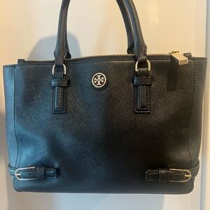 Tory Burch Black Tote Bag with Gold Accents